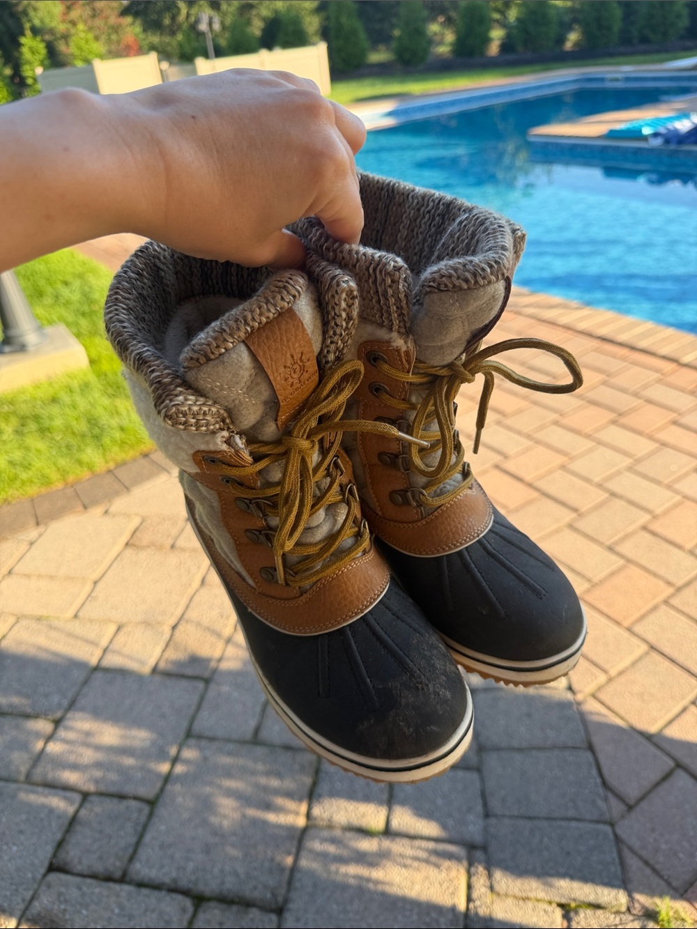 Global Win Black and Brown Lace-Up Insulated Winter Boots